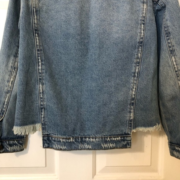 HEARTLOOM Distressed Fringe Denim Jacket Womens Size XS - Picture 4 of 14